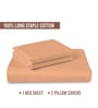Peach Solid 400 TC Cotton King Sized Bedsheet with 2 Pillow Covers