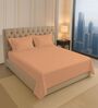 Peach Solid 400 TC Cotton King Sized Bedsheet with 2 Pillow Covers