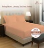 Peach Solid 400 TC Cotton King Sized Fitted sheet with 2 Pillow Covers