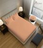 Peach Solid 400 TC Cotton King Sized Fitted sheet with 2 Pillow Covers
