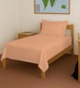 Peach Solid 400 TC Cotton Single Sized Bedsheet with 1 Pillow Cover