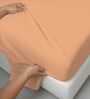 Peach Solid 400 TC Cotton Single Sized Bedsheet with 1 Pillow Cover