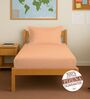 Peach Solid 400 TC Cotton Single Sized Fitted sheet with 1 Pillow Cover