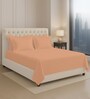 Peach Solid 400 TC Cotton Super King Sized Bedsheet with 4 Pillow Covers