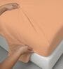 Peach Solid 400 TC Cotton Super King Sized Bedsheet with 4 Pillow Covers
