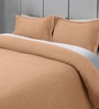 Peach Solid TC 120 Cotton Double Queen Bedcover With 2 Pillow Covers
