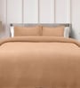 Peach Solid TC 120 Cotton Double Queen Bedcover With 2 Pillow Covers
