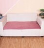 Peach Solid Velvet 1 Seater Quilted Sofa Cover (Protector)