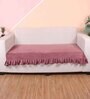 Peach Solid Velvet 1 Seater Quilted Sofa Cover (Protector) with Frill