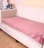 Peach Solid Velvet 1 Seater Quilted Sofa Cover (Protector) with Tassel