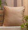 Peach Solid Velvet 16 x 16 Inches Cushion Cover