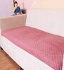 Peach Solid Velvet 3 Seater Quilted Sofa Cover (Protector)