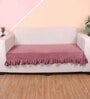 Peach Solid Velvet 3 Seater Quilted Sofa Cover (Protector) with Frill