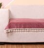 Peach Solid Velvet 3 Seater Quilted Sofa Cover (Protector) with Tassel