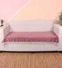Peach Solid Velvet 3 Seater Quilted Sofa Cover (Protector) with Tassel