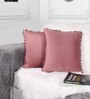 Peach Textured Velvet 12 x 12 Inches Cushion Covers (Set of 2)