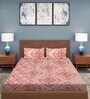 Peach Ethnic Motif 186 TC Cotton Double Sized Bedsheet With 2 Pillow Covers