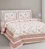 Peach Traditional TC 210 Cotton Double Bed Sheet With 2 Pillow Covers