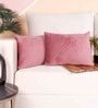 Peach Velvet Solid 12x18 inches Cushion Covers (Pack of 2)