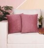 Peach Velvet Solid 24x24 inches Cushion Covers (Pack of 2)