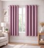Peach Velvet Solid 5 Feet Blackout Window Curtains Set Of 2