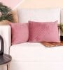Peach Velvet Solids 18x12 inches Cushion Covers (Pack of 2)