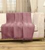 Pink Velvet Zig Zag 55x49 Inches Sofa Throw