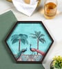 Peacock  Hexagon   Brown MDF Multipurpose Serving Tray