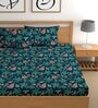 Peacock 180 TC Floral Cotton Fitted Double Bedsheet 2 Pillow covers