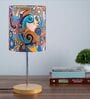 Areum Multicolour Poly Cotton Shade Night Lamp With Iron & Wood Base