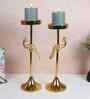 Peacock Aluminium Candle Stands Set of 2