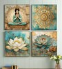 (Pack Of 4) Multicolor Canvas Spiritual Meditation Wall Art Panels