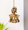 Peacock Bliss Hand-Etched Gold Brass Decorative Wall Hanging Diyas With Bells