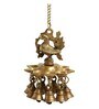 Peacock Bliss Hand-Etched Gold Brass Decorative Wall Hanging Diyas With Bells