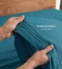 Peacock Blue 210 TC Cotton King Size Bedsheet with 2 Embroidered Pillow Covers