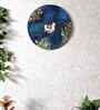 Peacock Blue Colour Engineered Wood 15 Inch Cow Wall Art With 3D Clay Work