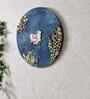 Peacock Blue Colour Engineered Wood 15 Inch Cow Wall Art With 3D Clay Work