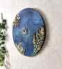 Peacock Blue Colour Engineered Wood 15 Inch Lotus Wall Art With 3D Clay Work