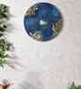 Peacock Blue Colour Engineered Wood 15 Inch Peacock Wall Art With 3D Clay Work