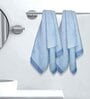 Peacock Blue Cotton Striped 220 GSM Bath Towels 2 Pc