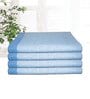 Peacock Blue Cotton Striped 220 GSM Bath Towels 4 Pc