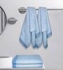 Peacock Blue Cotton Striped 220 GSM Bath Towels 4 Pc