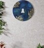 Peacock blue Engineered Wood 15 Inch Buddha Ji Wall Art with 3D Clay Work