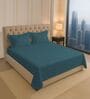 Peacock Blue Solid 400 TC Cotton King Sized Bedsheet with 2 Pillow Covers