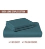 Peacock Blue Solid 400 TC Cotton King Sized Bedsheet with 2 Pillow Covers