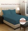 Peacock Blue Solid 400 TC Cotton King Sized Fitted sheet with 2 Pillow Covers