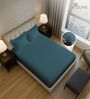 Peacock Blue Solid 400 TC Cotton King Sized Fitted sheet with 2 Pillow Covers