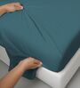 Peacock Blue Solid 400 TC Cotton Single Sized Bedsheet with 1 Pillow Cover