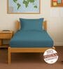Peacock Blue Solid 400 TC Cotton Single Sized Fitted sheet with 1 Pillow Cover
