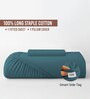 Peacock Blue Solid 400 TC Cotton Single Sized Fitted sheet with 1 Pillow Cover